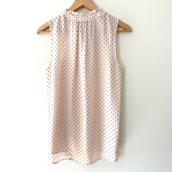 41 Hawthorn Prinsloo Pale Pink Polka Dot Ruffle Feminine Sleeveless Blouse - Picture 7 of 11
